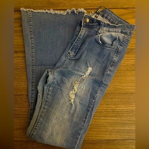Crazy Train Flare Leg Jeans Distressed